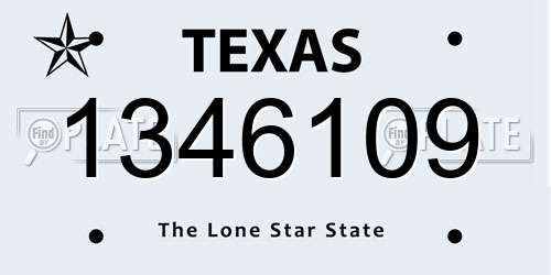 1346109 Texas License Plate