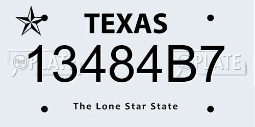13484B7 Texas License Plate