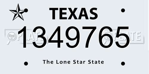 1349765 Texas License Plate