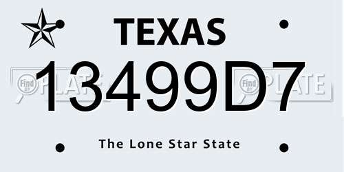 13499D7 Texas License Plate