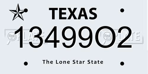 13499O2 Texas License Plate