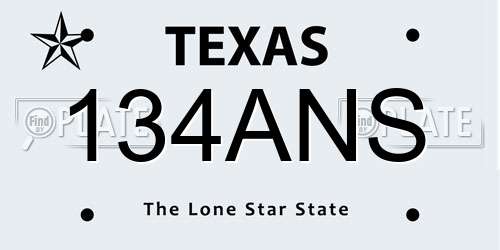 134ANS Texas License Plate