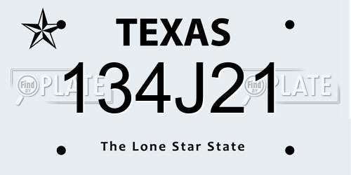 134J21 Texas License Plate