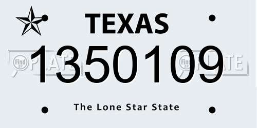 1350109 Texas License Plate