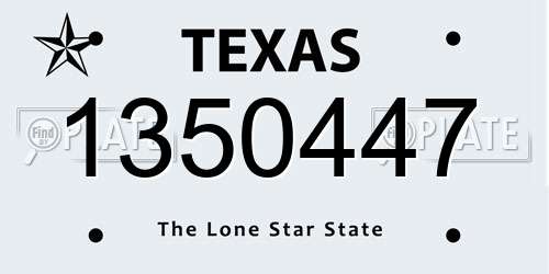 1350447 Texas License Plate