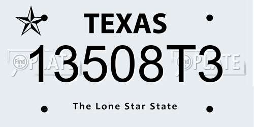 13508T3 Texas License Plate