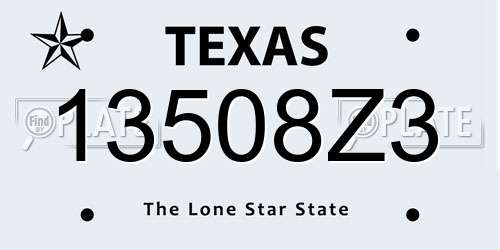 13508Z3 Texas License Plate