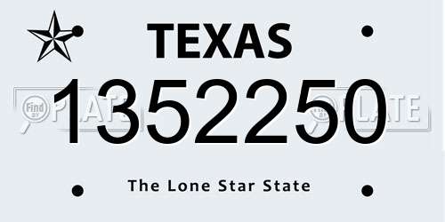 1352250 Texas License Plate