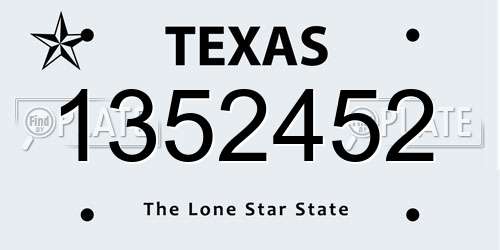 1352452 Texas License Plate
