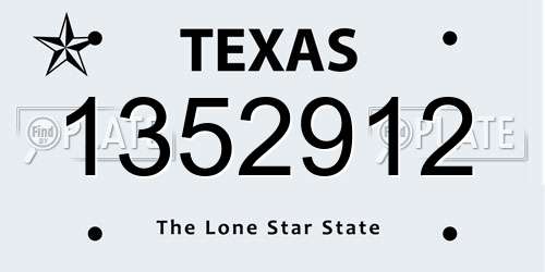 1352912 Texas License Plate