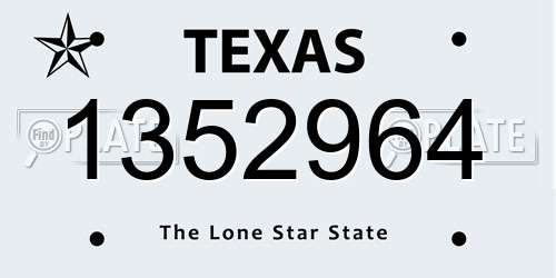 1352964 Texas License Plate