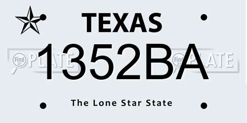 1352BA Texas License Plate
