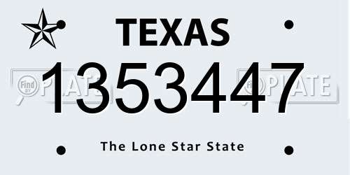 1353447 Texas License Plate