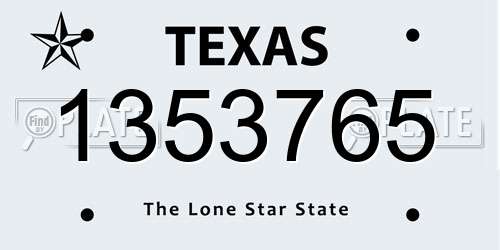 1353765 Texas License Plate