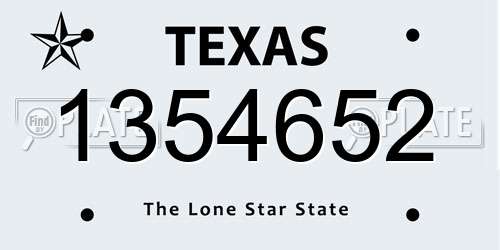 1354652 Texas License Plate