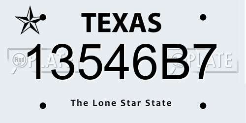 13546B7 Texas License Plate