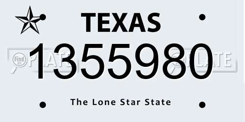 1355980 Texas License Plate