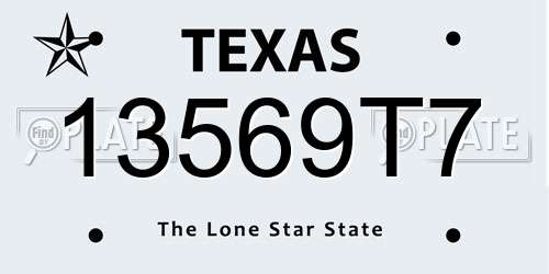 13569T7 Texas License Plate