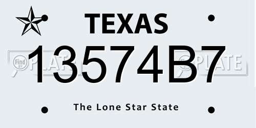 13574B7 Texas License Plate