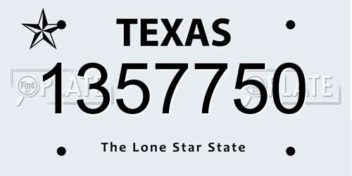 1357750 Texas License Plate