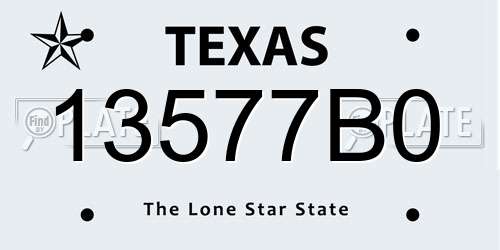 13577B0 Texas License Plate