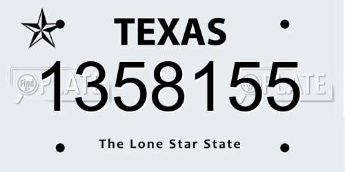 1358155 Texas License Plate