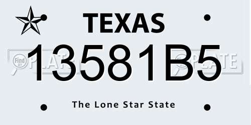 13581B5 Texas License Plate