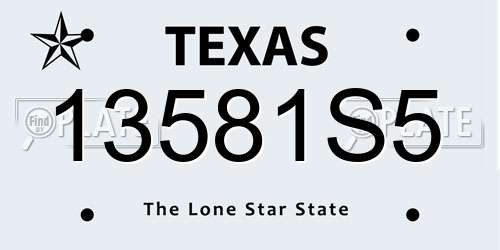 13581S5 Texas License Plate