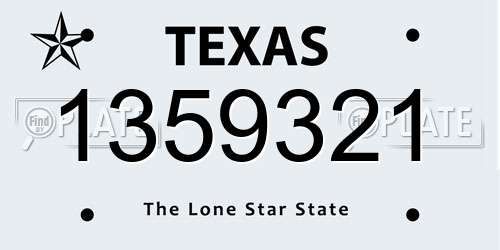 1359321 Texas License Plate