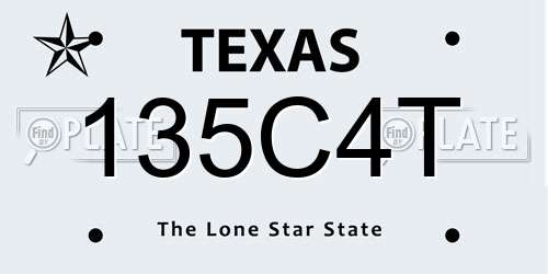 135C4T Texas License Plate