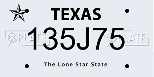 135J75 Texas License Plate