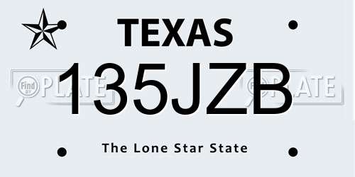 135JZB Texas License Plate