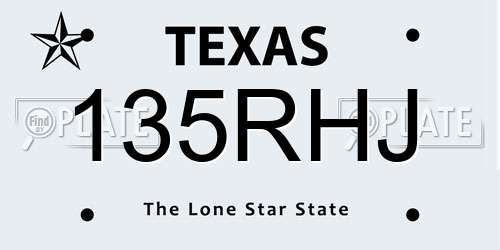 135RHJ Texas License Plate