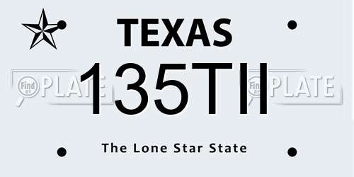 135TII Texas License Plate