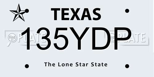 135YDP Texas License Plate