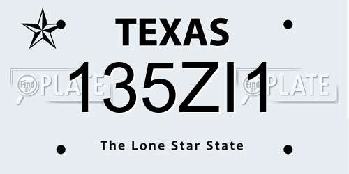 135ZI1 Texas License Plate