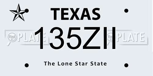 135ZII Texas License Plate