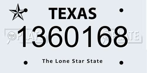 1360168 Texas License Plate