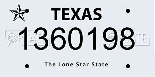 1360198 Texas License Plate