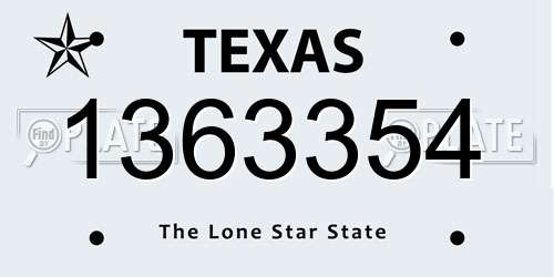 1363354 Texas License Plate