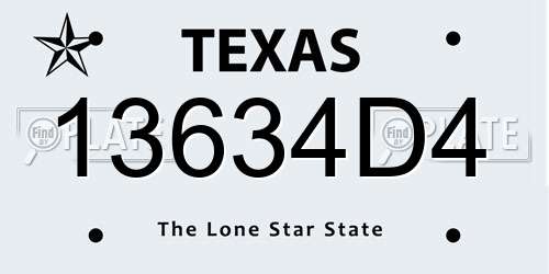 13634D4 Texas License Plate