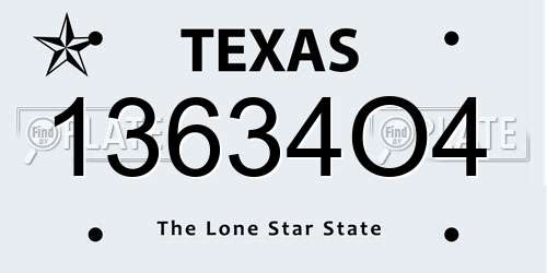 13634O4 Texas License Plate