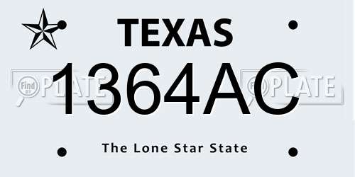 1364AC Texas License Plate