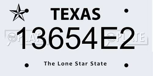 13654E2 Texas License Plate