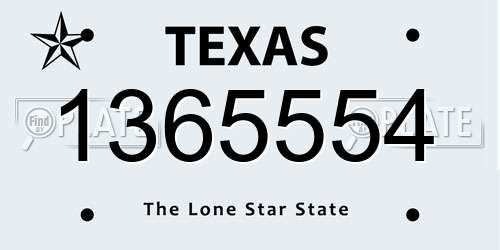 1365554 Texas License Plate