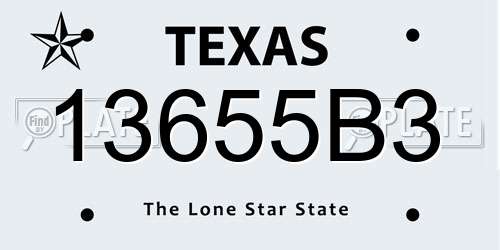 13655B3 Texas License Plate