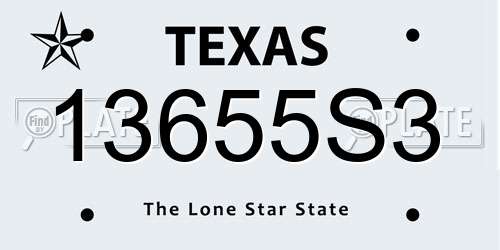 13655S3 Texas License Plate