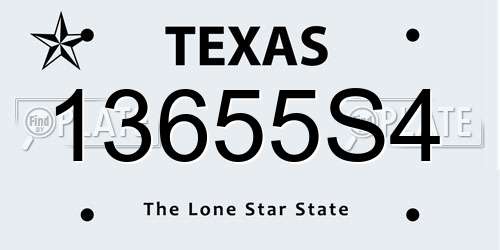 13655S4 Texas License Plate