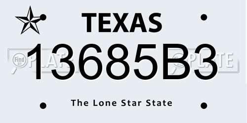 13685B3 Texas License Plate