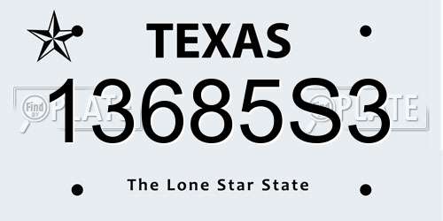 13685S3 Texas License Plate